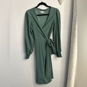 Max Studio Green Pattern Midi Wrap Dress
